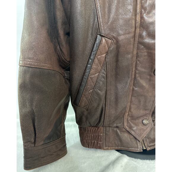 Wilsons Leather Adventure Bound Chocolate Brown Bomber Coat Jacket Size Medium - Picture 3 of 8